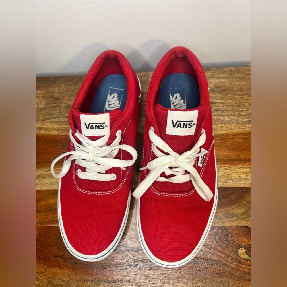 Vans Youth Boys Color Block Checker Sidewall Classic Canvas sneaker Red 5 New